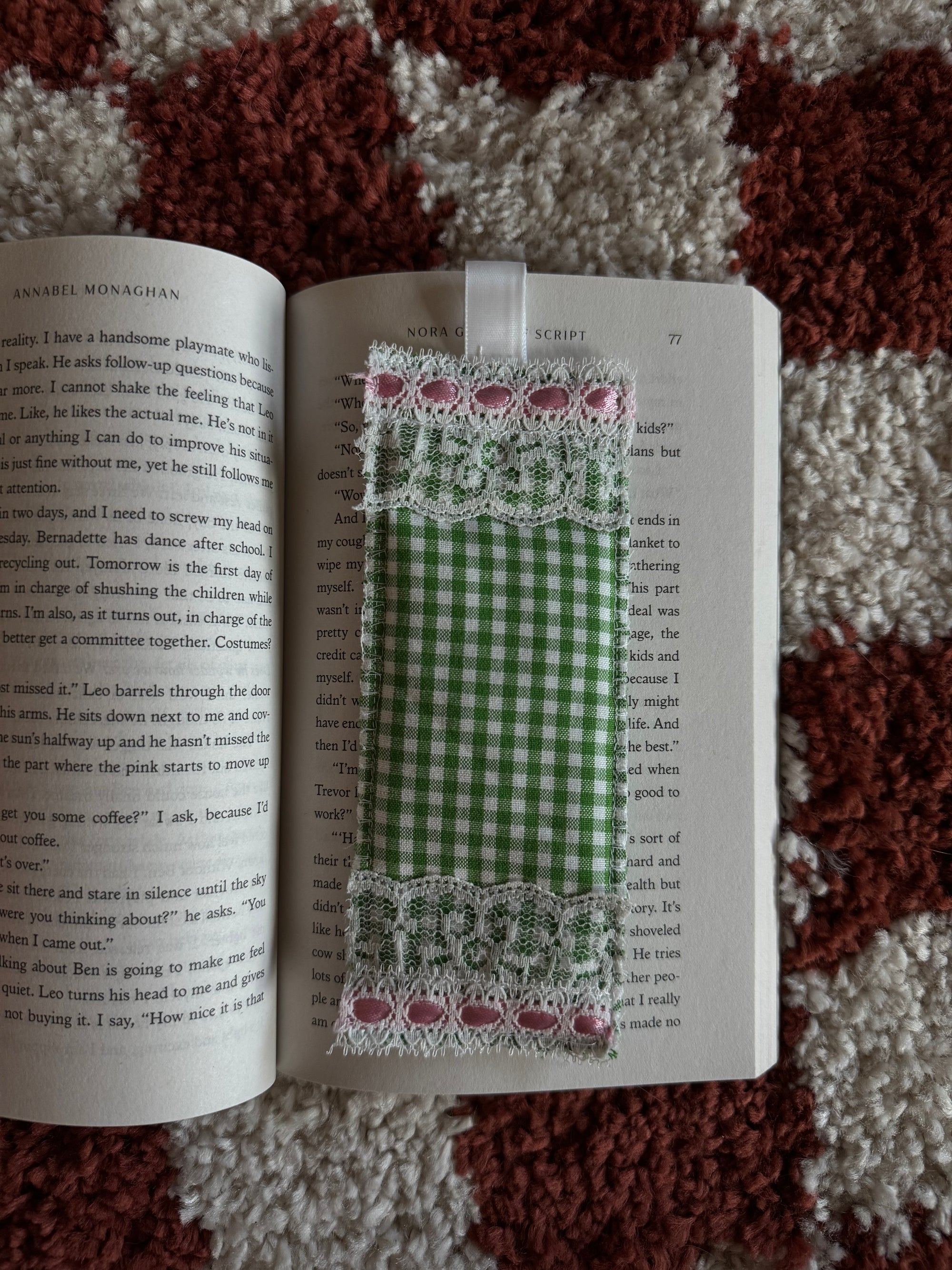 plaid & lace bookmark